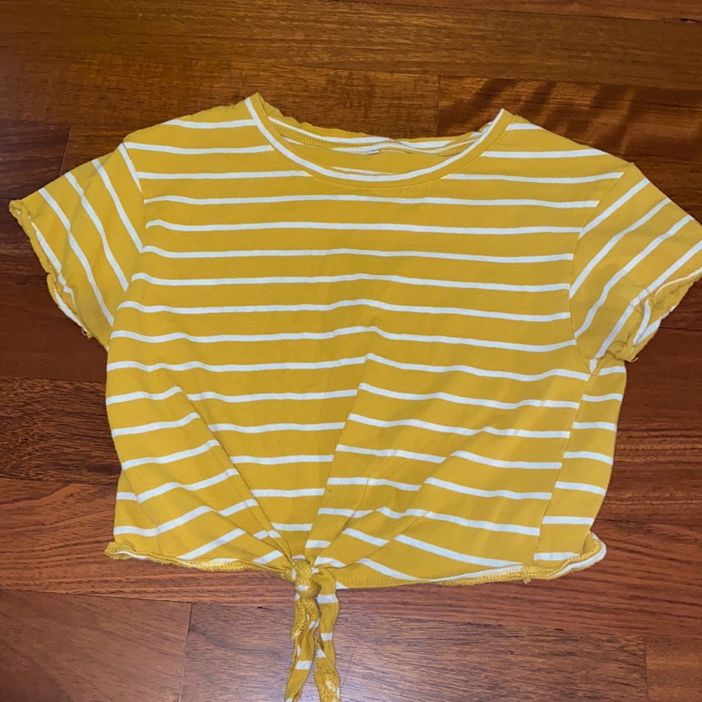 Yellow and White Crop Top